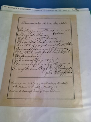Lot 68A - Menus/Ephemera - A group pertaining to Royalty,...