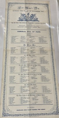 Lot 88 - A large banquet menu, Lord Mayors Day...