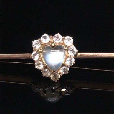 Lot 1225 - An antique moonstone heart and gemset cluster...