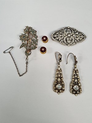 Lot 1233 - An antique silver and paste dress clip, and a...