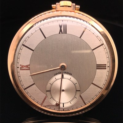 Lot 1240 - A Movado 18ct gold slimline pocket watch with...