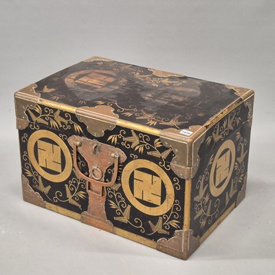 Lot 1036 - An Antique Japanese Lacquer and brass mounted...