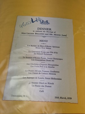 Lot 103 - Menus/Ephemera - A group pertaining to...