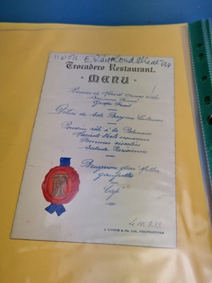 Lot 103A - Menus/Ephemera - A group pertaining to...