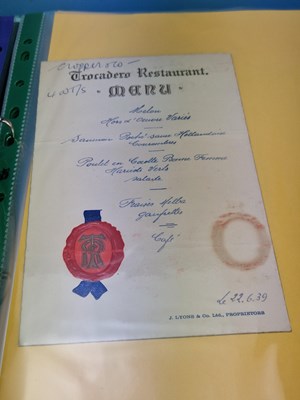 Lot 103B - Menus/Ephemera - A group pertaining to...