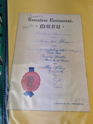 Lot 104b - Menus/Ephemera - A group pertaining to...