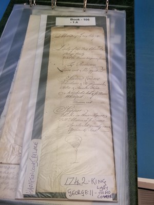 Lot 106 - Menu - King George II Lady of the Bed Chamber,...