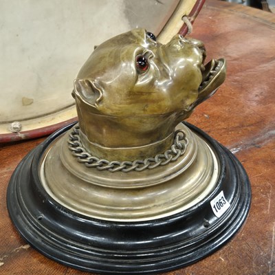 Lot 1063 - A bronze bulldog head wall-mounted clock case...