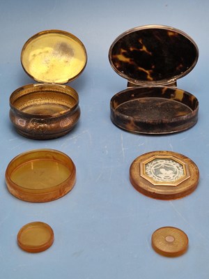 Lot 162 - Four antique tortoiseshell boxes, an oval...