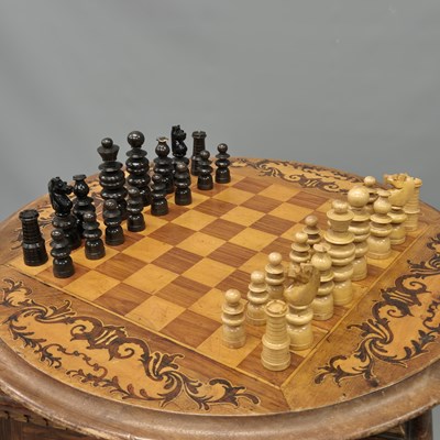 Lot 1046 - A Victorian mahogany and inlaid chessboard and...