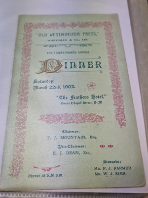 Lot 134 - Menus/Ephemera - A group pertaining to...