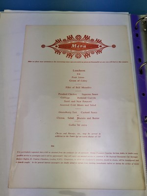 Lot 147 - Menus/Ephemera - A group pertaining to Railway...