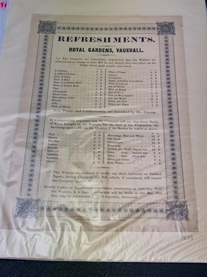 Lot 162 - Menus/Ephemera - Royal Gardens Vauxhall...