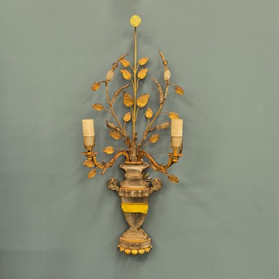 Lot 1054 - A pair of vintage gilt metal and glass twin...