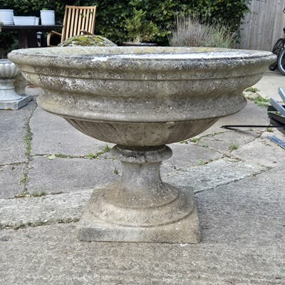 Lot 1137 - An Antique carved white marble shallow garden...