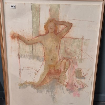 Lot 758 - 20th-Century school. Male nude studies, a pair,...