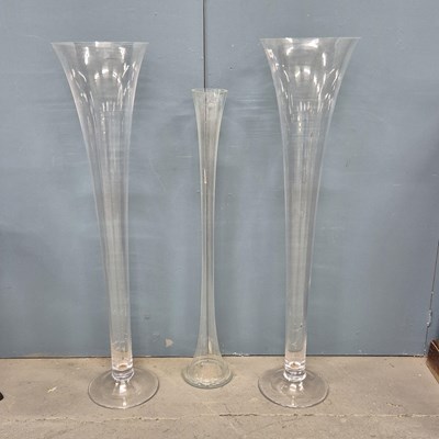 Lot 352 - A pair of large glass Lily vases H120 cm...