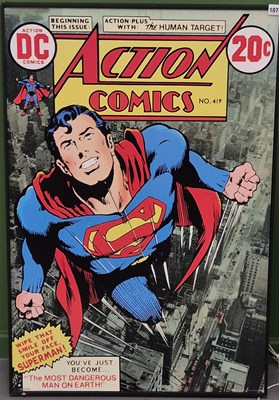 Lot 1074a - A vintage-style Superman Action comics poster.