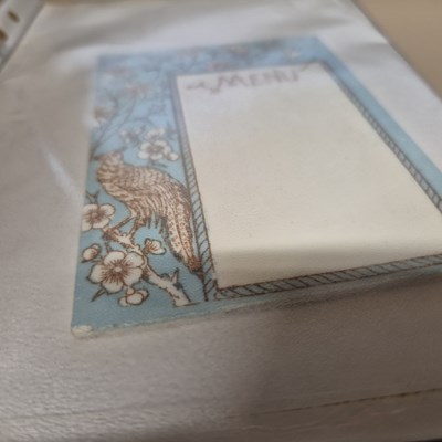 Lot 192 - A Victorian menu tile, Old picture dining...