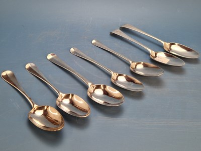 Lot 265 - Seven various 18th century silver spoons to...