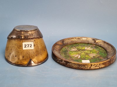 Lot 272 - A green glass and mother of pearl mosaic stand...