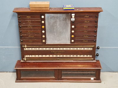 Lot 321 - A Wright & Co mahogany snooker score board...