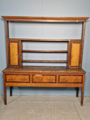 Lot 326 - A 19th century oak dresser, the open shelf...