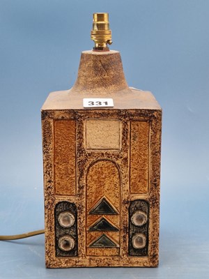 Lot 331 - A Troika pottery square section table lamp...
