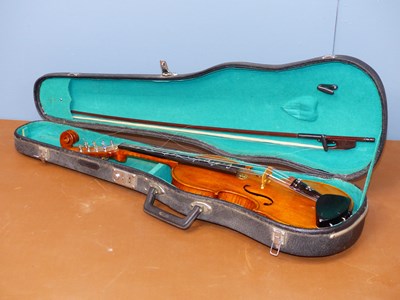 Lot 334 - A cased bow and an eight string violin,...