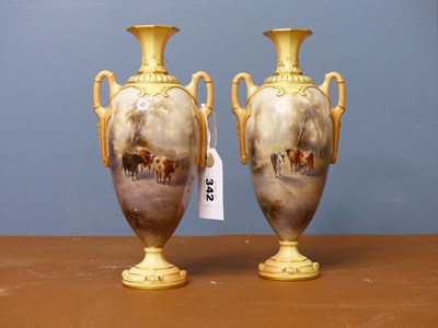 Lot 342 - A pair of Royal Worcester two blush handled...