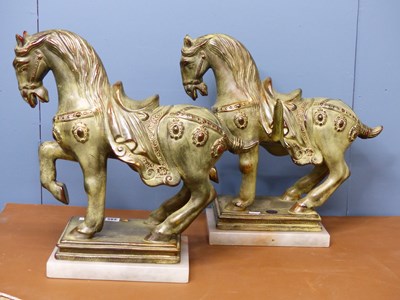 Lot 345 - A pair of bronzed composition Chinese war...