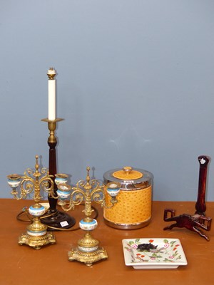 Lot 353 - A 'Sevres' porcelain and ormolu two light...