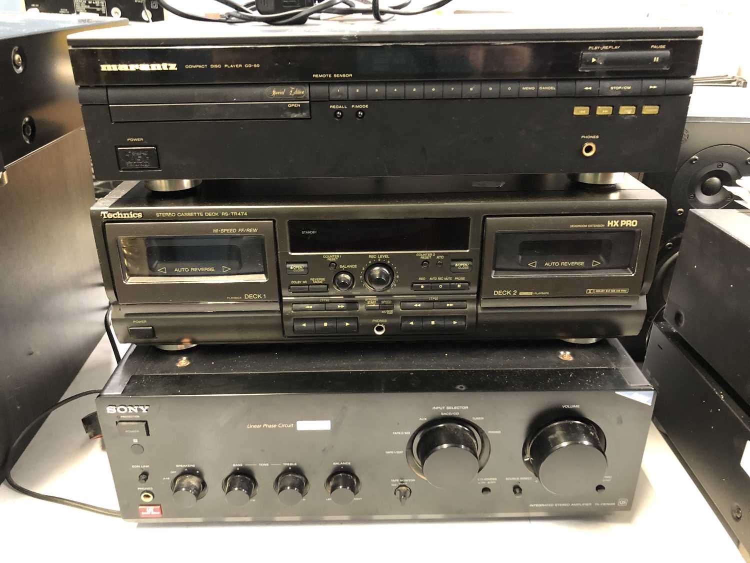 Lot 73 - A Sony TA-FB 740R Amplifier, A Marantz CD-50...