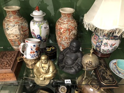 Lot 213 - A Chinese jar as a table lamp, a covered...