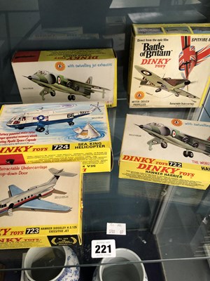 Lot 221 - Five boxed Dinky die cast airplanes
