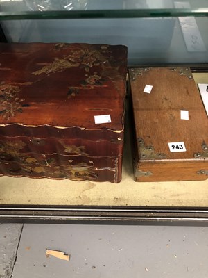 Lot 243 - A Chinese red lacquer jewelley box painted...