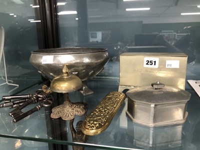 Lot 251 - A Liberty's Tudric pewter bowl , a metal money...