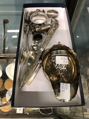 Lot 254 - Silver sandwich tongs together with...