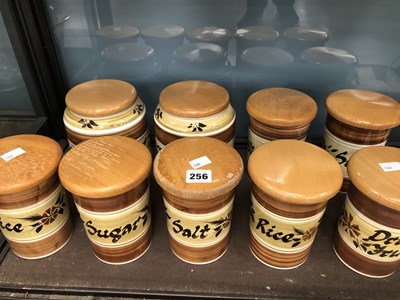 Lot 256 - Nine named kitchen storage jars by Joni...