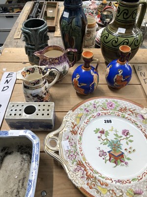 Lot 288 - Three studio pottery wares, a two handled...