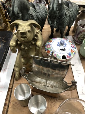 Lot 299 - A pair of Chinese bronzed war horses, a 2004...