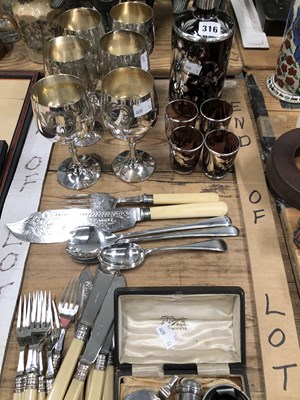 Lot 316 - A cased silver condiment set, six electroplate...