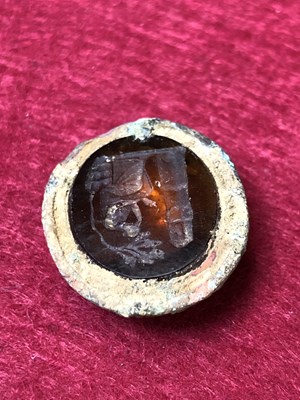 Lot 120 - An antique mounted intaglio seal. Found in a...