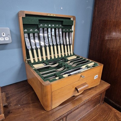 Lot 749 - An Art Deco cased part cutlery service.