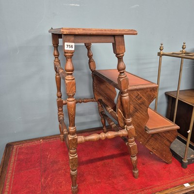 Lot 756 - A set of folding library steps.