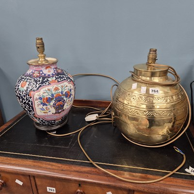 Lot 764 - Two large decorative table lamps.