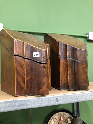 Lot 339 - Two George III mahogany knife boxes converted...