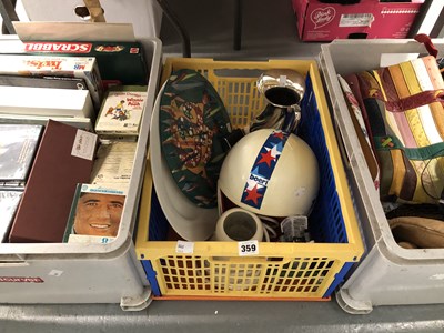 Lot 359 - DVDs, cassettes, board games, a crash helmet,...