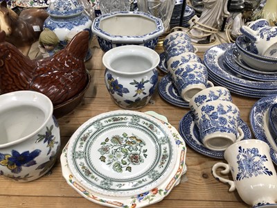 Lot 368 - Willow pattern wares, a pair and another...