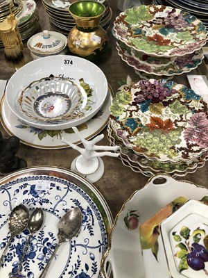 Lot 374 - A Copeland grape decorated dessert set, a Goos...